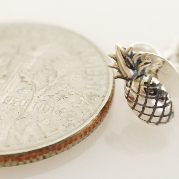 Tiny Sterling Silver Pineapple Earrings - Picture 2 of 5